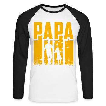 Papa - Unisex Baseballshirt langarm - Weiß/Schwarz - Vorne - Nik (191cm)