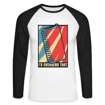 J’exagérerais cette harpe harmoniste à bouche - T-shirt baseball manches longues Homme - blanc/noir - Devant - Nik (191cm)