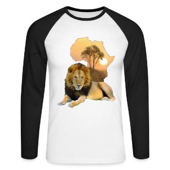 Lion - big cat in Africa - Unisex Long Sleeve Baseball T-Shirt - white/black - Front - Nik (191cm)