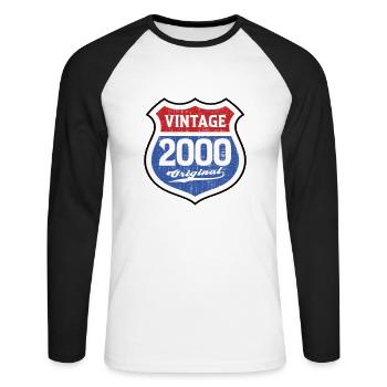 2000 Anniversaire Route Vintage Original - T-shirt baseball manches longues Homme - blanc/noir - Devant - Nik (191cm)