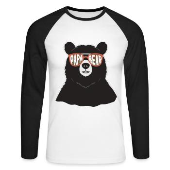 Bears Father Funny Father Perfect Father's Day - Unisex Long Sleeve Baseball T-Shirt - white/black - Front - Nik (191cm)