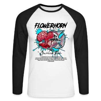 Flowerhorn Cichlid Monster Fish Keeper Streetwear - Unisex Baseballshirt langarm - Weiß/Schwarz - Vorne - Nik (191cm)