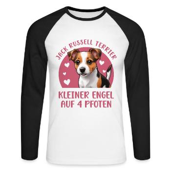 Jack Russell Terrier - Kleiner Engel auf 4 Pfoten - Unisex Baseballshirt langarm - Weiß/Schwarz - Vorne - Nik (191cm)