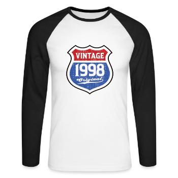 1998 Geburtstag Route Vintage Original - Unisex Baseballshirt langarm - Weiß/Schwarz - Vorne - Nik (191cm)