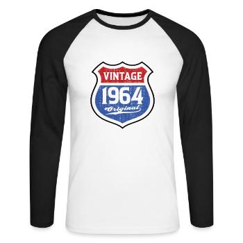 1964 Geburtstag Route Vintage Original - Unisex Baseballshirt langarm - Weiß/Schwarz - Vorne - Nik (191cm)