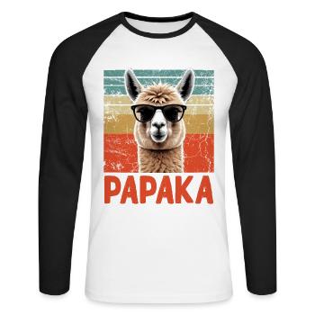 Papaka Funny Alpaca Dad Perfect Style - Unisex Long Sleeve Baseball T-Shirt - white/black - Front - Nik (191cm)
