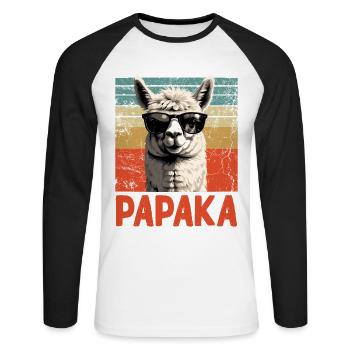 Papaka Funny Alpaca Dad Perfect Style - Unisex Long Sleeve Baseball T-Shirt - white/black - Front - Nik (191cm)