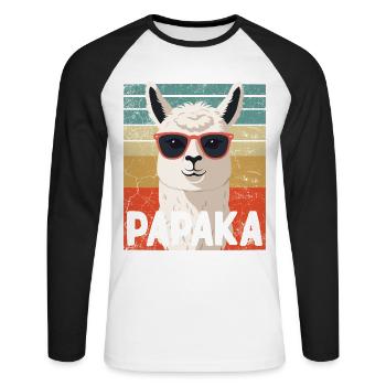 Papaka Funny Alpaca Dad Perfect Style - Unisex Long Sleeve Baseball T-Shirt - white/black - Front - Nik (191cm)
