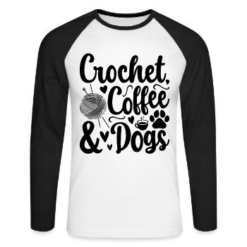Crochet coffee & dogs - Crocheter Dog Lover - Unisex Long Sleeve Baseball T-Shirt - white/black - Front - Nik (191cm)