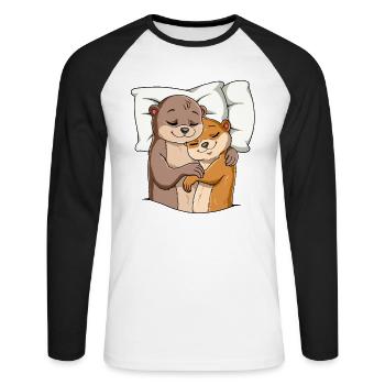 Official Otter Sleep Shirt - Unisex Long Sleeve Baseball T-Shirt - white/black - Front - Nik (191cm)