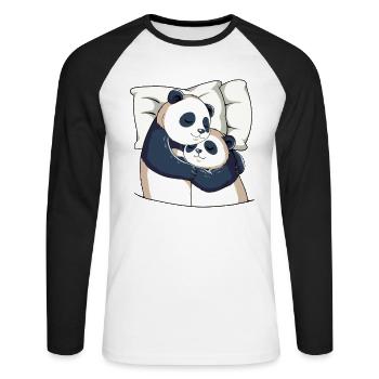 Official Panda Sleep Shirt - Unisex Long Sleeve Baseball T-Shirt - white/black - Front - Nik (191cm)
