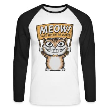 Miaou Drôle Chat Dictons Chat Dire - T-shirt baseball manches longues Homme - blanc/noir - Devant - Nik (191cm)