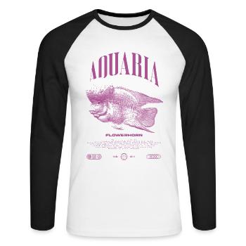 Flowerhorn Cichlid Fish Keeper Streetwear - Unisex Baseballshirt langarm - Weiß/Schwarz - Vorne - Nik (191cm)
