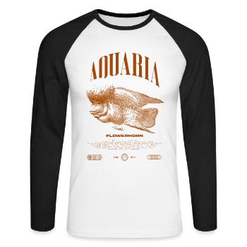 Flowerhorn Cichlid Fish Keeper Streetwear - Unisex Baseballshirt langarm - Weiß/Schwarz - Vorne - Nik (191cm)