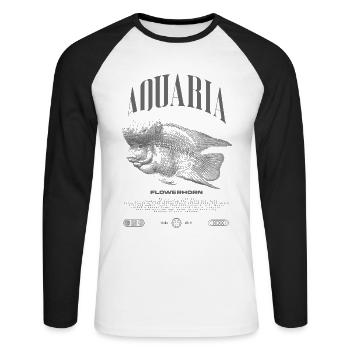 Flowerhorn Cichlid Fish Keeper Streetwear - Unisex Baseballshirt langarm - Weiß/Schwarz - Vorne - Nik (191cm)