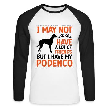 Podenco ist mein Freund Windhund Podenco - Unisex Baseballshirt langarm - Weiß/Schwarz - Vorne - Nik (191cm)