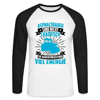 La construction d’asphalte n’est pas une construction de route chaotique - T-shirt baseball manches longues Homme - blanc/noir - Devant - Nik (191cm)