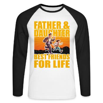 Père et fille meilleurs amis pour la vie - T-shirt baseball manches longues Homme - blanc/noir - Devant - Nik (191cm)