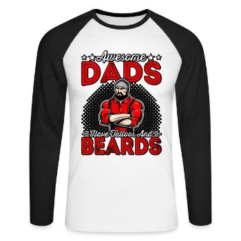 Awesome Dads have Tattoos and Beards - Unisex Long Sleeve Baseball T-Shirt - white/black - Front - Nik (191cm)