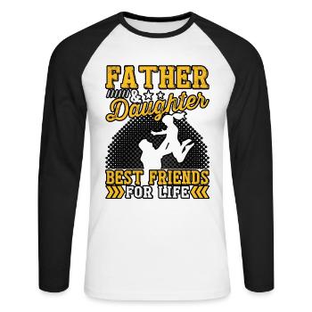 Père et fille meilleurs amis pour la vie - T-shirt baseball manches longues Homme - blanc/noir - Devant - Nik (191cm)