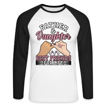 Père et fille meilleurs amis pour la vie - T-shirt baseball manches longues Homme - blanc/noir - Devant - Nik (191cm)