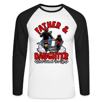Père et fille meilleurs amis pour la vie - T-shirt baseball manches longues Homme - blanc/noir - Devant - Nik (191cm)