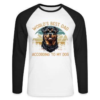 Welt Bester Hundepapa Rottweiler Lustige Motive - Unisex Baseballshirt langarm - Weiß/Schwarz - Vorne - Nik (191cm)