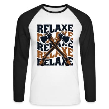 Relax Axe Throwing Game Competition Professional - Unisex Long Sleeve Baseball T-Shirt - white/black - Front - Nik (191cm)