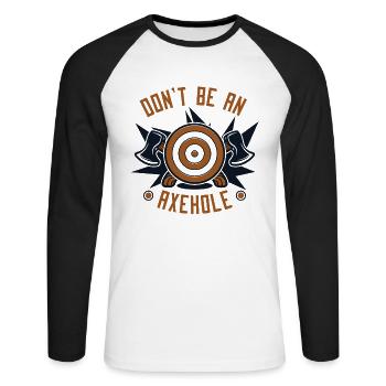 Ne soyez pas un jeu de lancer de hache Axehole Thrower - T-shirt baseball manches longues Homme - blanc/noir - Devant - Nik (191cm)