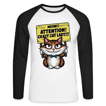 Miaou Drôle Chat Dictons Chat Dire - T-shirt baseball manches longues Homme - blanc/noir - Devant - Nik (191cm)