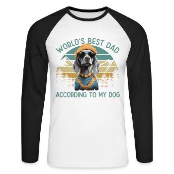 Meilleur chien papa au monde Amoureux des chiens de Weimar - T-shirt baseball manches longues Homme - blanc/noir - Devant - Nik (191cm)