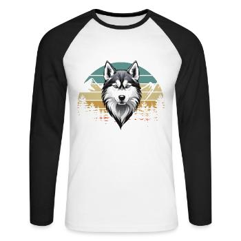 Welt Bester Hundepapa Siberian Husky Lustige - Unisex Baseballshirt langarm - Weiß/Schwarz - Vorne - Nik (191cm)