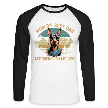 Welt Bester Hundepapa Dobermann Hundeliebhaber - Unisex Baseballshirt langarm - Weiß/Schwarz - Vorne - Nik (191cm)