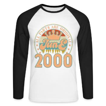 June 2000. June 2000 Birthday Gift. June - Unisex Long Sleeve Baseball T-Shirt - white/black - Front - Nik (191cm)