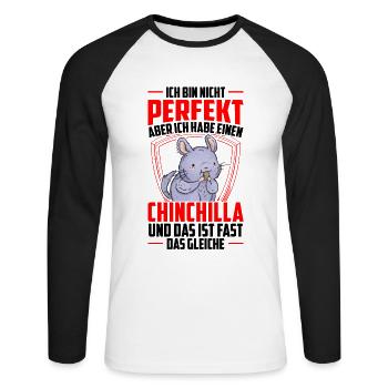 Chinchilla pas parfait rongeur souris laineuse - T-shirt baseball manches longues Homme - blanc/noir - Devant - Nik (191cm)