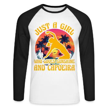 Juste une fille qui aime le soleil et la capoeira - T-shirt baseball manches longues Homme - blanc/noir - Devant - Nik (191cm)