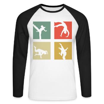 Capoeira - Unisex Long Sleeve Baseball T-Shirt - white/black - Front - Nik (191cm)