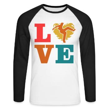 Capoeira Liebe - Unisex Baseballshirt langarm - Weiß/Schwarz - Vorne - Nik (191cm)
