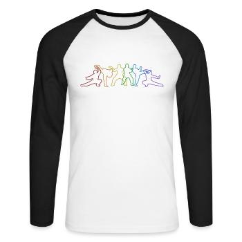 Capoeira LGBT Regenbogen Capoeirista Ginga Tanz - Unisex Baseballshirt langarm - Weiß/Schwarz - Vorne - Nik (191cm)