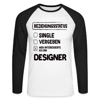 Designer Beziehungsstatus - Unisex Baseballshirt langarm - Weiß/Schwarz - Vorne - Nik (191cm)