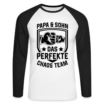Dad & Son the perfect chaos team - Dad - Unisex Long Sleeve Baseball T-Shirt - white/black - Front - Nik (191cm)