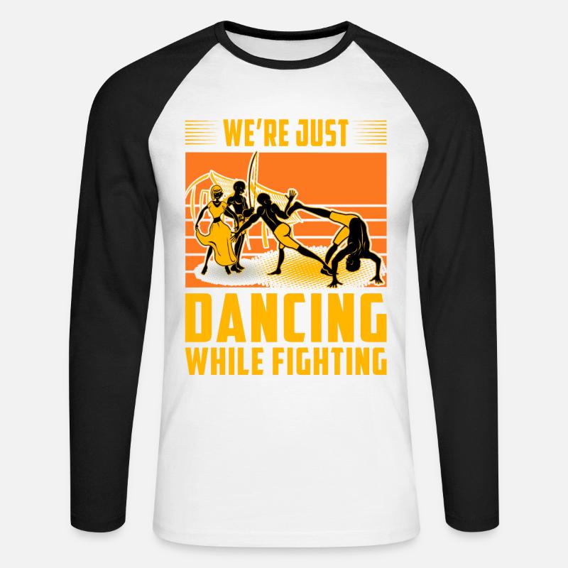 We're just dancing while fighting - Unisex Long Sleeve Baseball T-Shirt - white/black