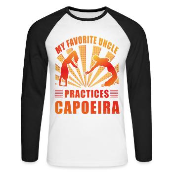 Mein Lieblingsonkel praktiziert Capoeira - Unisex Baseballshirt langarm - Weiß/Schwarz - Vorne - Nik (191cm)