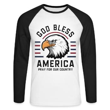 God Bless America USA 4th July Independence Day - Unisex Baseballshirt langarm - Weiß/Schwarz - Vorne - Nik (191cm)