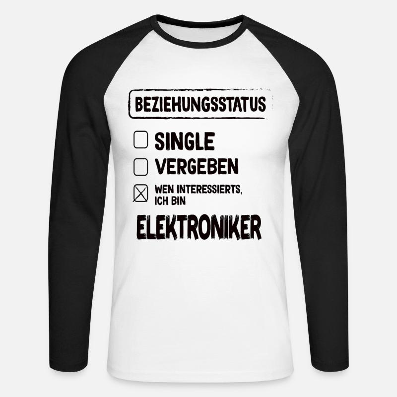 Electronics Technician Relationship Status - Unisex Long Sleeve Baseball T-Shirt - white/black
