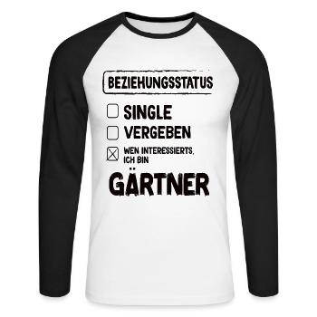Gardener Relationship Status - Unisex Long Sleeve Baseball T-Shirt - white/black - Front - Nik (191cm)