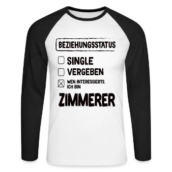 Zimmerer Beziehungsstatus - Unisex Baseballshirt langarm - Weiß/Schwarz - Vorne - Nik (191cm)