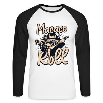 Macaco ist, wie ich Capoeirista Ginga tanze - Unisex Baseballshirt langarm - Weiß/Schwarz - Vorne - Nik (191cm)