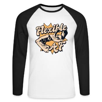 Flexible AF Ginga Capoeirista Professionnel de la danse - T-shirt baseball manches longues Homme - blanc/noir - Devant - Nik (191cm)