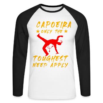 Capoeira : seuls les plus difficiles doivent s’appliquer - T-shirt baseball manches longues Homme - blanc/noir - Devant - Nik (191cm)